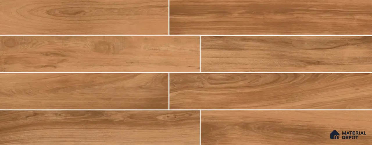Brown Wooden Strip Floor & Wall Tile TL 09132 Grainor Royal Brown 4 ft x 8 Inch Vitrified Carving Matte Finish - 9 mm | Suitable for Living Room, Bedroom, Foyer, Dining | 2-3 mm Spacer is Mandatory
