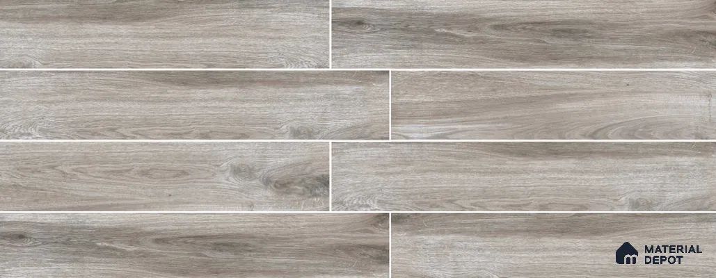 Grey Wooden Strip Floor & Wall Tile TL 09129 Grainor Castello Slate 4 ft x 8 Inch Vitrified Carving Matte Finish - 9 mm | Suitable for Living Room, Bedroom, Foyer, Dining | 2-3 mm Spacer is Mandatory