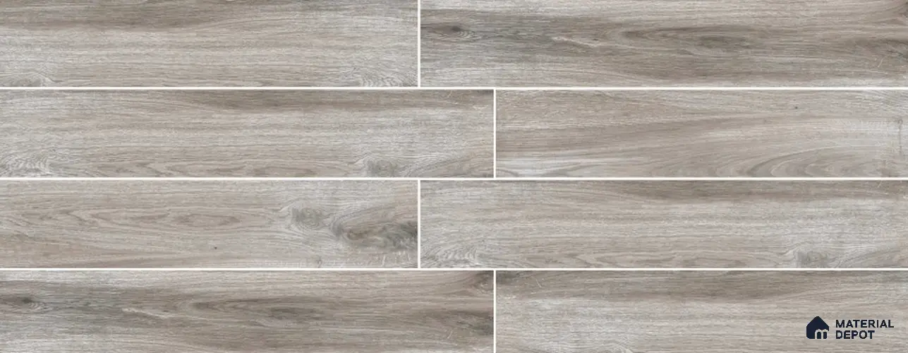 Grey Wooden Strip Floor & Wall Tile TL 09129 Grainor Castello Slate 4 ft x 8 Inch Vitrified Carving Matte Finish - 9 mm | Suitable for Living Room, Bedroom, Foyer, Dining | 2-3 mm Spacer is Mandatory
