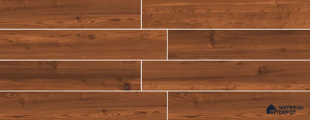 Brown Wooden Strip Floor & Wall Tile TL 09137 Grainor Rose Wood Spatula 4 ft x 8 Inch Vitrified Carving Matte Finish - 9 mm | Suitable for Living Room, Bedroom, Foyer, Dining | 2-3 mm Spacer is Mandatory