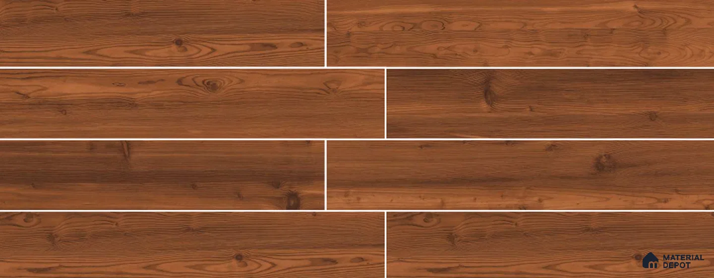 Brown Wooden Strip Floor & Wall Tile TL 09137 Grainor Rose Wood Spatula 4 ft x 8 Inch Vitrified Carving Matte Finish - 9 mm | Suitable for Living Room, Bedroom, Foyer, Dining | 2-3 mm Spacer is Mandatory