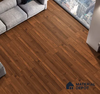 Brown Wooden Strip Floor & Wall Tile TL 09137 Grainor Rose Wood Spatula 4 ft x 8 Inch Vitrified Carving Matte Finish - 9 mm | Suitable for Living Room, Bedroom, Foyer, Dining | 2-3 mm Spacer is Mandatory