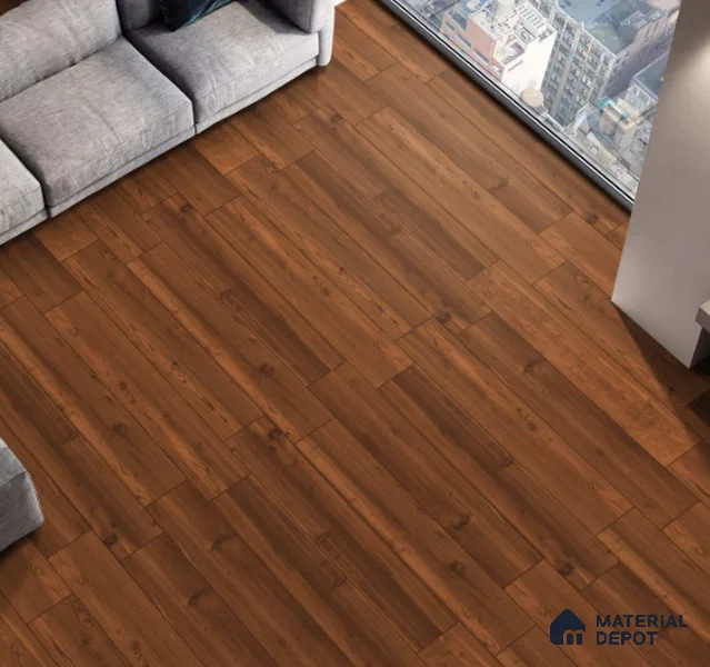 Brown Wooden Strip Floor & Wall Tile TL 09137 Grainor Rose Wood Spatula 4 ft x 8 Inch Vitrified Carving Matte Finish - 9 mm | Suitable for Living Room, Bedroom, Foyer, Dining | 2-3 mm Spacer is Mandatory