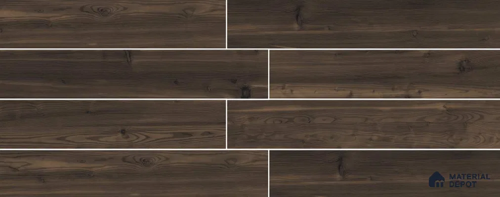 Wenge Wooden Strip Floor & Wall Tile TL 09138 Grainor Spatula Coffee 4 ft x 8 Inch Vitrified Carving Matte Finish - 9 mm | Suitable for Living Room, Bedroom, Foyer, Dining | 2-3 mm Spacer is Mandatory