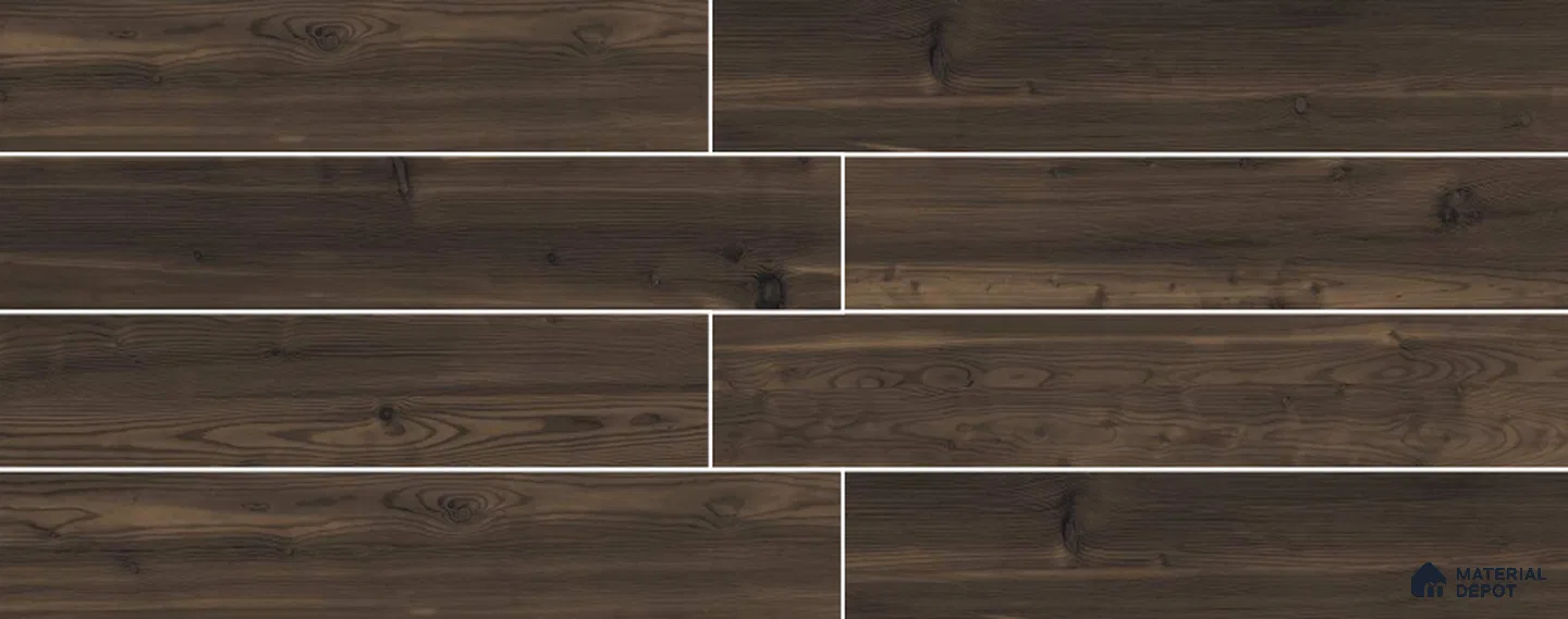 Wenge Wooden Strip Floor & Wall Tile TL 09138 Grainor Spatula Coffee 4 ft x 8 Inch Vitrified Carving Matte Finish - 9 mm | Suitable for Living Room, Bedroom, Foyer, Dining | 2-3 mm Spacer is Mandatory
