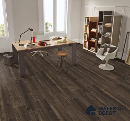 Wenge Wooden Strip Floor & Wall Tile TL 09138 Grainor Spatula Coffee 4 ft x 8 Inch Vitrified Carving Matte Finish - 9 mm | Suitable for Living Room, Bedroom, Foyer, Dining | 2-3 mm Spacer is Mandatory