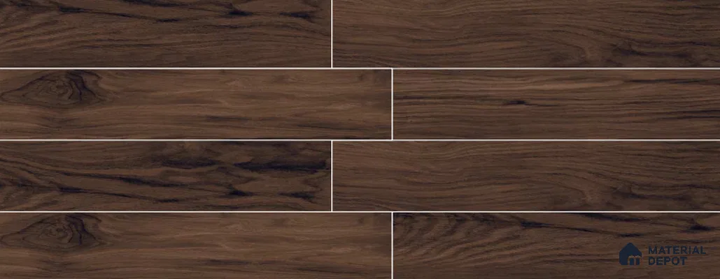 Wenge Wooden Strip Floor & Wall Tile TL 09134 Grainor Wenge Chinnamon 4 ft x 8 Inch Vitrified Carving Matte Finish - 9 mm | Suitable for Living Room, Bedroom, Foyer, Dining | 2-3 mm Spacer is Mandatory