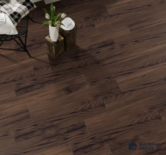 Wenge Wooden Strip Floor & Wall Tile TL 09134 Grainor Wenge Chinnamon 4 ft x 8 Inch Vitrified Carving Matte Finish - 9 mm | Suitable for Living Room, Bedroom, Foyer, Dining | 2-3 mm Spacer is Mandatory