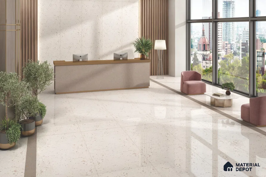 Terrazzo Kitchen Counter Top Slab TL 11510 Mozeco Harmony 8 ft x 3 ft Full Body Glossy Finish - 15 mm | Suitable for Table Top & Window Frame | Adhesive and Spacers Must be Used During Installation