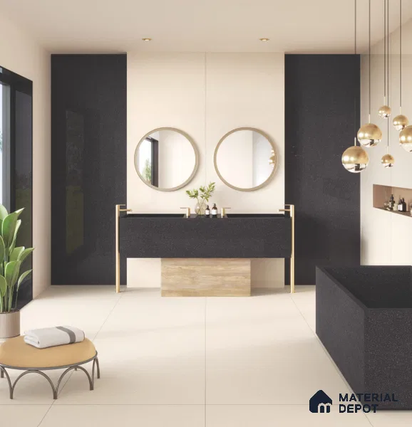 Plain Kitchen Counter Top Slab TL 11529 P Strong Stone Black 8 ft x 3 ft Fullbody Glossy Finish - 15 mm | Suitable for Table Top & Window Frame | Adhesive and Spacers Must be Used During Installation
