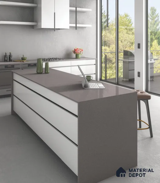 Plain Kitchen Counter Top Slab TL 11529 K Strong Stone Cloud 8 ft x 3 ft Fullbody Matte Finish - 15 mm | Suitable for Table Top & Window Frame | Adhesive and Spacers Must be Used During Installation
