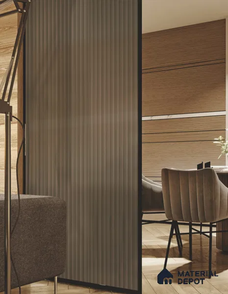 Leather Fluted 1D 05457 Ridgewood 8 ft x 4 ft High Gloss Finish Acrylic Laminate - 3 mm | Suitable for TV Unit,Wardrobe, Kitchen Cabinets