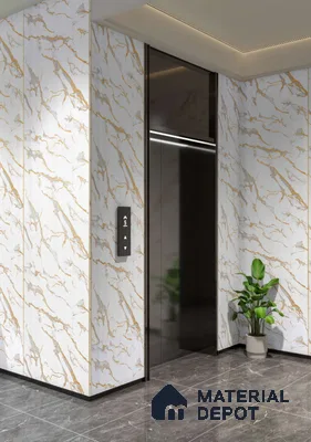Beige Marble Decorative Wall Panel PN 03920 8 ft x 2 ft Charcoal Panel - 4 mm | Suitable for Feature Wall, TV Unit & Living Room | Width is Subjected to 5% Variation