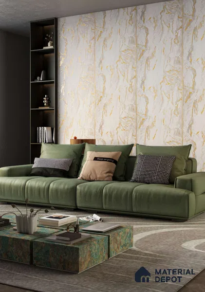 Brown Marble Decorative Wall Panel PN 03922 8 ft x 2 ft Charcoal Panel - 4 mm | Suitable for Feature Wall, TV Unit & Living Room | Width is Subjected to 5% Variation
