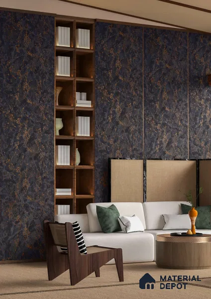 Grey Metallic Decorative Wall Panel PN 03927 8 ft x 2 ft Charcoal Panel - 4 mm | Suitable for Feature Wall, TV Unit & Living Room | Width is Subjected to 5% Variation