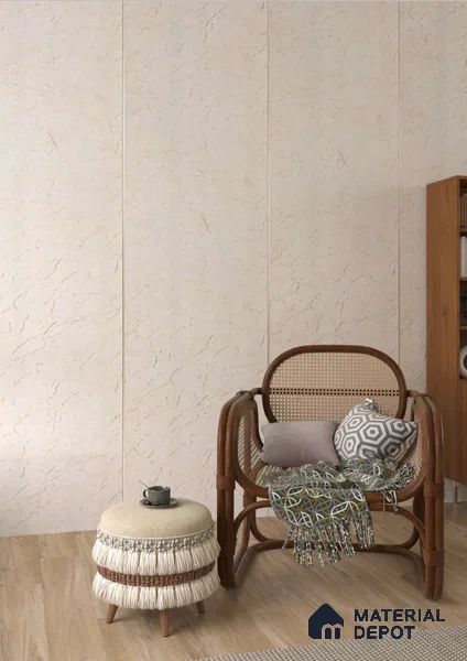 Beige Marble Decorative Wall Panel PN 03929 8 ft x 2 ft Charcoal Panel - 4 mm | Suitable for Feature Wall, TV Unit & Living Room | Width is Subjected to 5% Variation