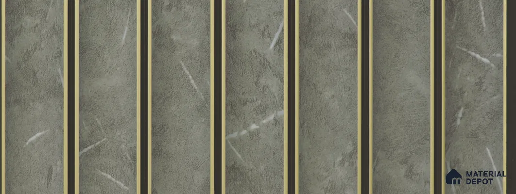 Grey Marble Louver PN 02333 9.5 ft x 8 inch Charcoal Panel - 8 mm | Suitable for Feature Wall, TV Unit & Living Room | Width is Subjected to 5% Variation