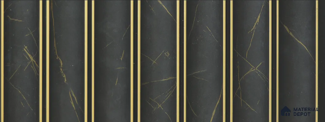 Black Marble Louver PN 02334 9.5 ft x 8 inch Charcoal Panel - 8 mm | Suitable for Feature Wall, TV Unit & Living Room | Width is Subjected to 5% Variation