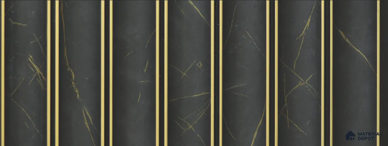 Black Marble Louver PN 02334 9.5 ft x 8 inch Charcoal Panel - 8 mm | Suitable for Feature Wall, TV Unit & Living Room | Width is Subjected to 5% Variation