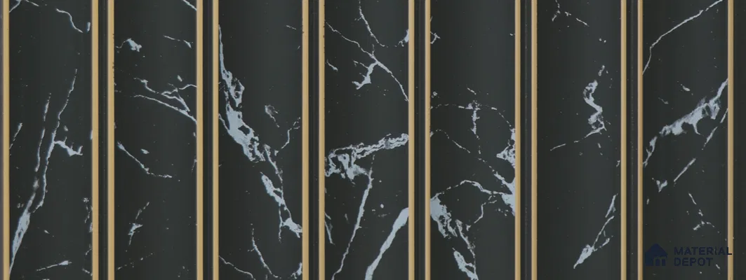 Black Marble Louver PN 02335 9.5 ft x 8 inch Charcoal Panel - 8 mm | Suitable for Feature Wall, TV Unit & Living Room | Width is Subjected to 5% Variation