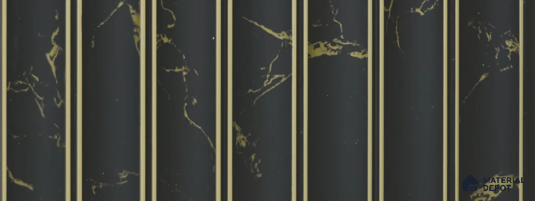 Black Marble Louver PN 02336 9.5 ft x 8 inch Charcoal Panel - 8 mm | Suitable for Feature Wall, TV Unit & Living Room | Width is Subjected to 5% Variation
