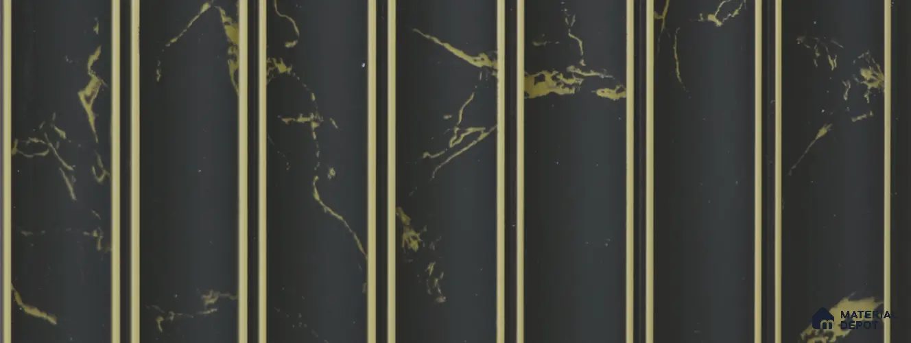 Black Marble Louver PN 02336 9.5 ft x 8 inch Charcoal Panel - 8 mm | Suitable for Feature Wall, TV Unit & Living Room | Width is Subjected to 5% Variation