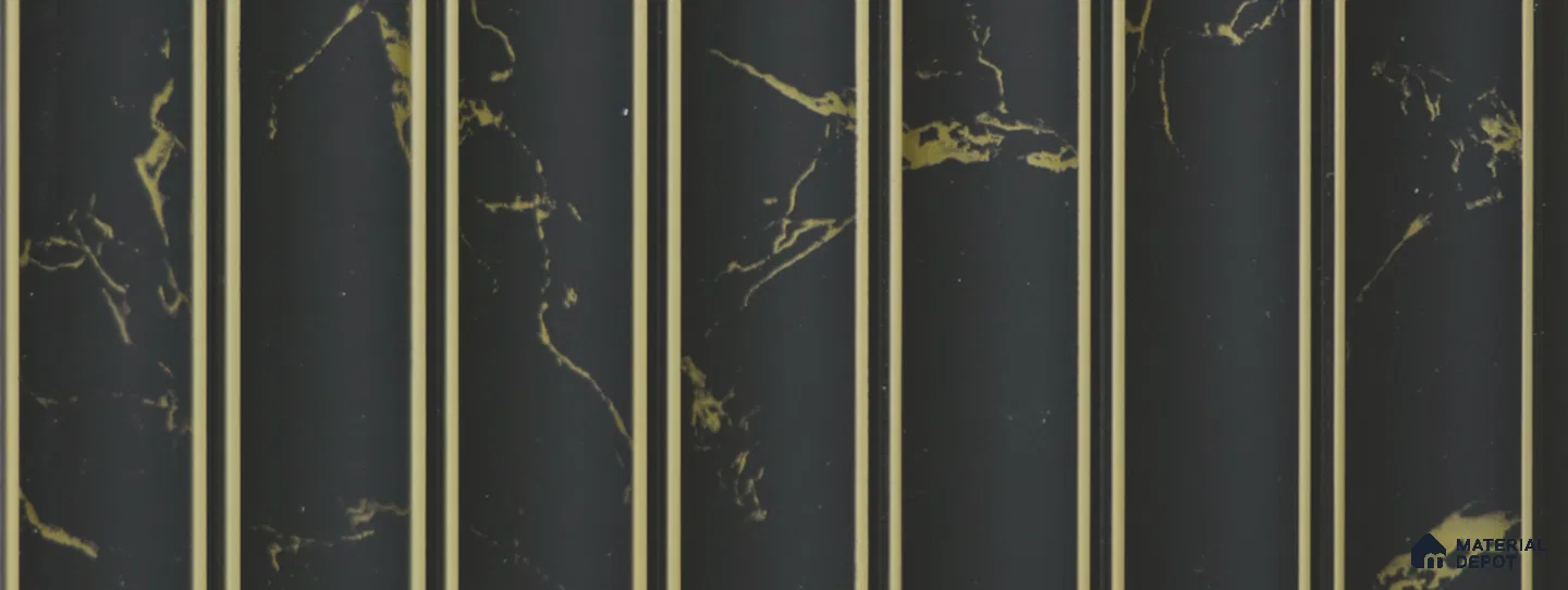Black Marble Louver PN 02336 9.5 ft x 8 inch Charcoal Panel - 8 mm | Suitable for Feature Wall, TV Unit & Living Room | Width is Subjected to 5% Variation