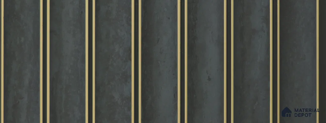 Black Stone Louver PN 02338 9.5 ft x 8 inch Charcoal Panel - 8 mm | Suitable for Feature Wall, TV Unit & Living Room | Width is Subjected to 5% Variation