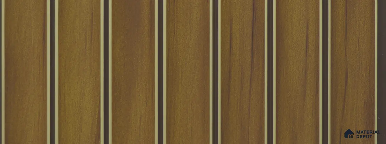 Brown Wooden Look Charcoal Louver/Panel 9.5 ft x 8 inch - 8 mm | Ideal for Living Room, TV Cabinet, Bedroom, Feature Wall, Office | PN 02339