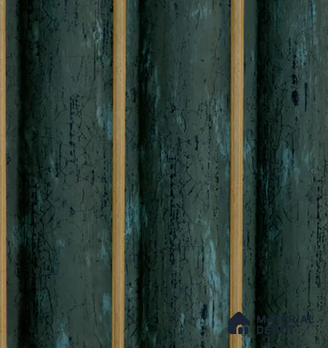 Green Patterned Look Charcoal Louver/Panel 9.5 ft x 5 inch - 12 mm | Ideal for Living Room, TV Cabinet, Bedroom, Feature Wall, Office | PN 04071