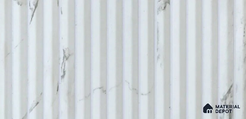 White Marble Louver PN 03907 9.5 ft x 6 inch Charcoal Panel - 10 mm | Suitable for Feature Wall, TV Unit & Living Room | Width is Subjected to 5% Variation