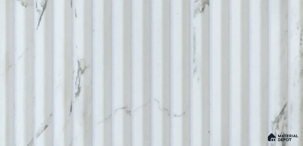 White Marble Louver PN 03907 9.5 ft x 6 inch Charcoal Panel - 10 mm | Suitable for Feature Wall, TV Unit & Living Room | Width is Subjected to 5% Variation