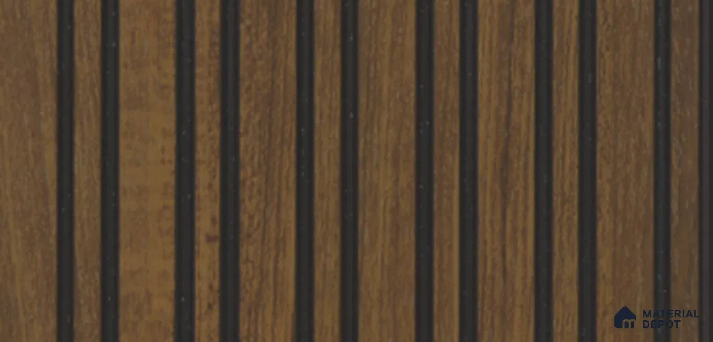Brown Wooden Louver PN 03918 9.5 ft x 6 inch Charcoal Panel - 10 mm | Suitable for Feature Wall, TV Unit & Living Room | Width is Subjected to 5% Variation