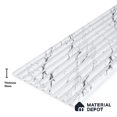 Grey Marble Louver PN 03896 9.5 ft x 6 inch Charcoal Panel - 10 mm | Suitable for Feature Wall, TV Unit & Living Room | Width is Subjected to 5% Variation
