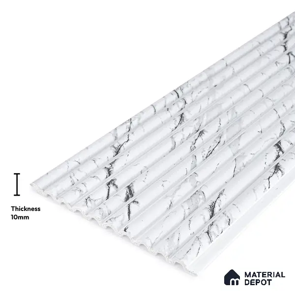 Grey Marble Louver PN 03896 9.5 ft x 6 inch Charcoal Panel - 10 mm | Suitable for Feature Wall, TV Unit & Living Room | Width is Subjected to 5% Variation