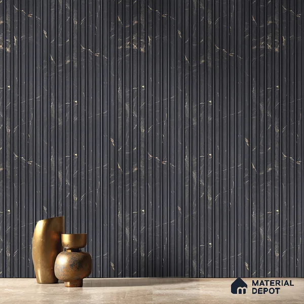 Black Marble Look PN 03904 9.5 ft x 6 inch Charcoal Panel - 10 mm | Suitable for Feature Wall, TV Unit & Living Room | Width is Subjected to 5% Variation