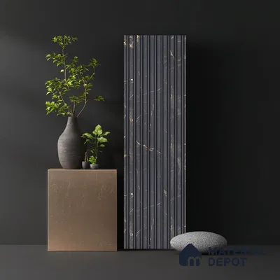 Black Marble Look PN 03904 9.5 ft x 6 inch Charcoal Panel - 10 mm | Suitable for Feature Wall, TV Unit & Living Room | Width is Subjected to 5% Variation