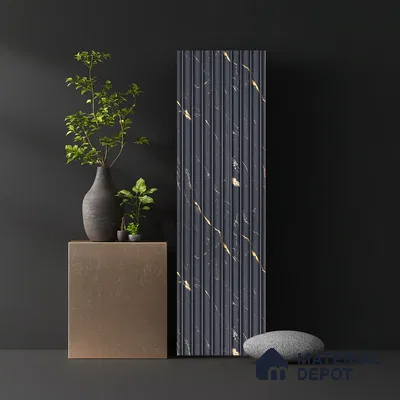Black Marble Look PN 03905 9.5 ft x 6 inch Charcoal Panel - 10 mm | Suitable for Feature Wall, TV Unit & Living Room | Width is Subjected to 5% Variation