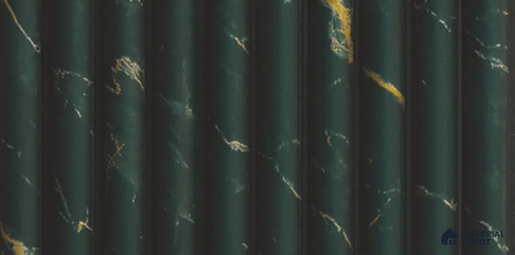 Green Marble Louver PN 03906 9.5 ft x 6 inch Charcoal Panel - 10 mm | Suitable for Feature Wall, TV Unit & Living Room | Width is Subjected to 5% Variation