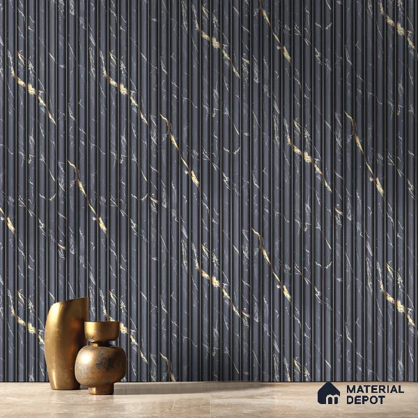 Black Marble Look PN 03897 9.5 ft x 6 inch Charcoal Panel - 10 mm | Suitable for Feature Wall, TV Unit & Living Room | Width is Subjected to 5% Variation