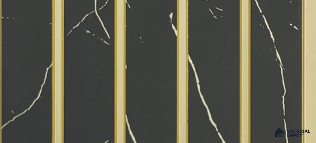Black Marble Louver PN 03878 9.5 ft x 6 inch Charcoal Panel - 10 mm | Suitable for Feature Wall, TV Unit & Living Room | Width is Subjected to 5% Variation