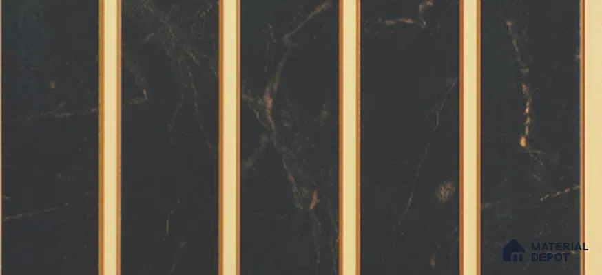 Black Marble Louver PN 03879 9.5 ft x 6 inch Charcoal Panel - 10 mm | Suitable for Feature Wall, TV Unit & Living Room | Width is Subjected to 5% Variation