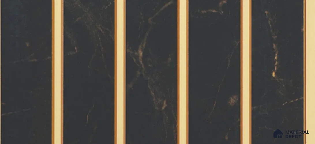 Black Marble Louver PN 03879 9.5 ft x 6 inch Charcoal Panel - 10 mm | Suitable for Feature Wall, TV Unit & Living Room | Width is Subjected to 5% Variation