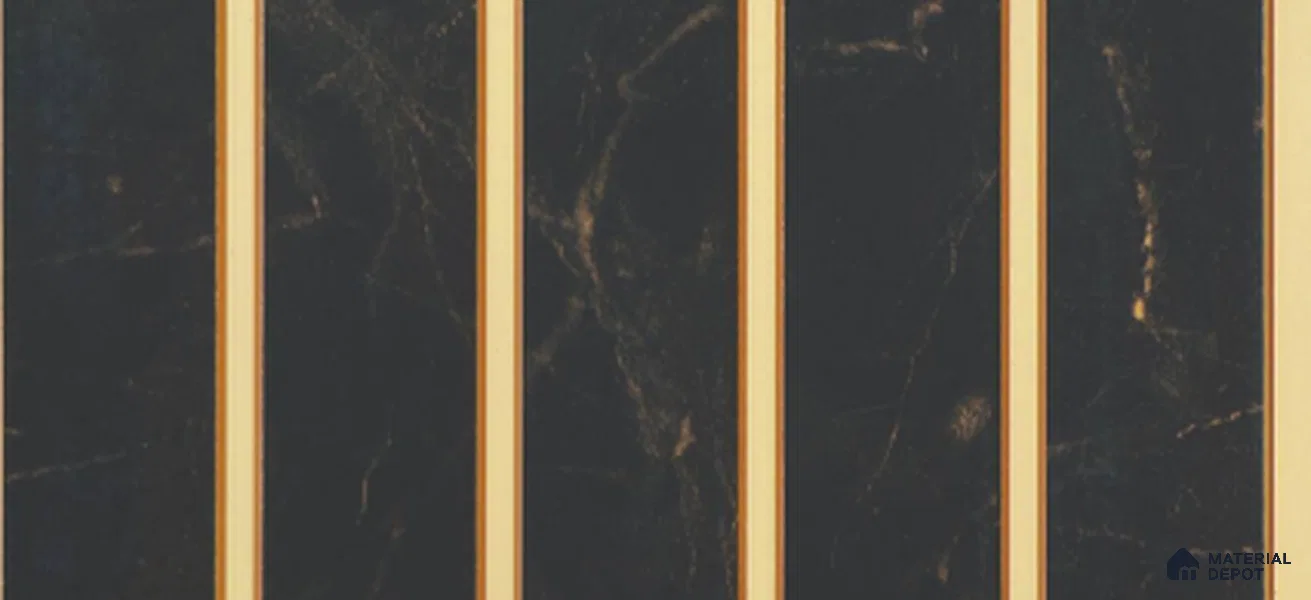 Black Marble Louver PN 03879 9.5 ft x 6 inch Charcoal Panel - 10 mm | Suitable for Feature Wall, TV Unit & Living Room | Width is Subjected to 5% Variation