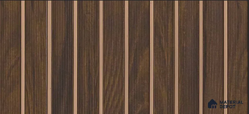 Brown Wooden Louver PN 03881 9.5 ft x 6 inch Charcoal Panel - 10 mm | Suitable for Feature Wall, TV Unit & Living Room | Width is Subjected to 5% Variation