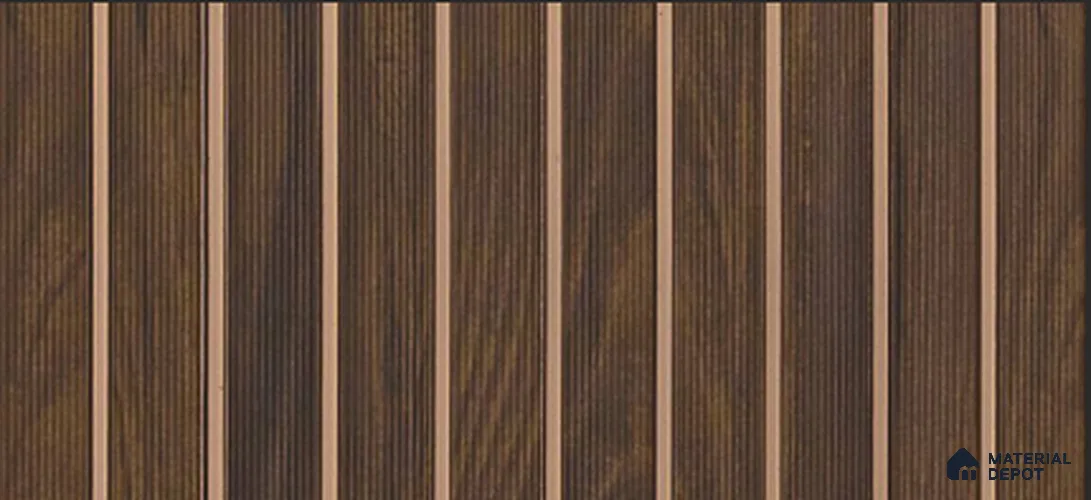 Brown Wooden Louver PN 03881 9.5 ft x 6 inch Charcoal Panel - 10 mm | Suitable for Feature Wall, TV Unit & Living Room | Width is Subjected to 5% Variation