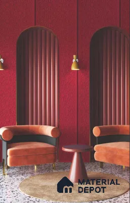Red Patterned Look PVC Decorative Wall Panel PN 04718 8 ft x 2 ft - 1.5 mm | Suitable for Feature Wall, TV Unit & Living Room | Width is Subjected to 5% Variation