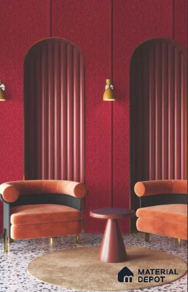 Red Patterned Look PVC Decorative Wall Panel PN 04718 8 ft x 2 ft - 1.5 mm | Suitable for Feature Wall, TV Unit & Living Room | Width is Subjected to 5% Variation