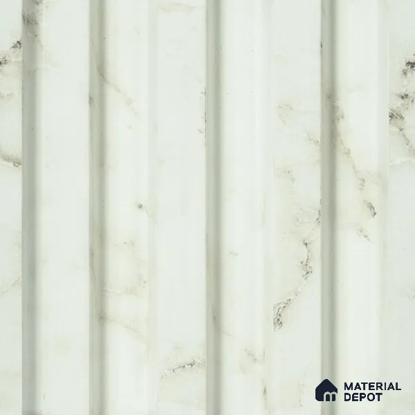White Marble Louver PN 00806 9.5 ft x 4.9 inch Charcoal Panel - 12 mm | Suitable for Feature Wall, TV Unit & Living Room | Width is Subjected to 5% Variation