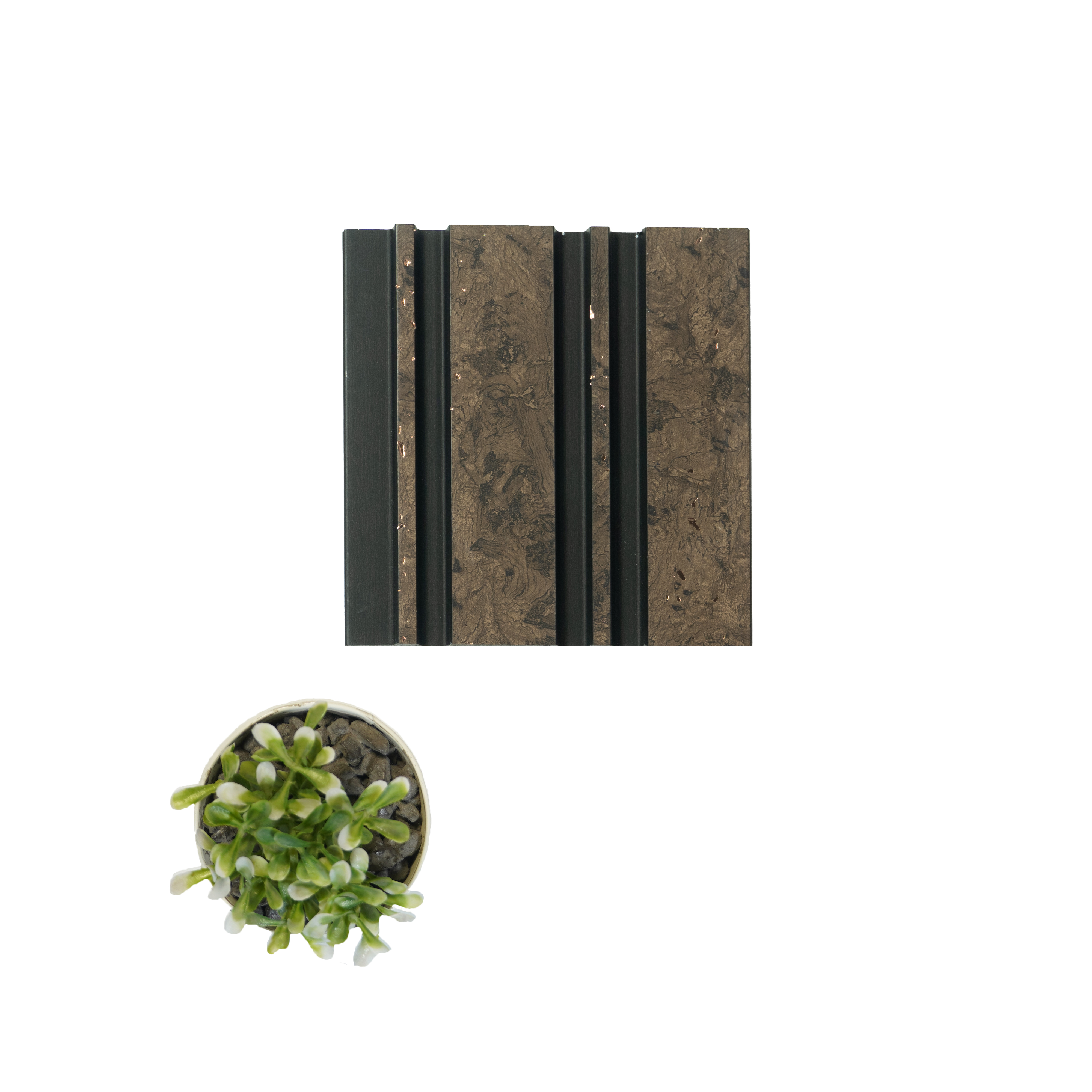 Brown Wooden Louver PN 00833 9.5 ft x 4.7 inch Charcoal Panel - 12 mm | Suitable for Feature Wall, TV Unit & Living Room | Width is Subjected to 5% Variation